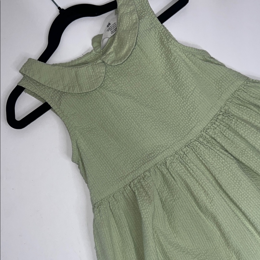H&M  Girls Light Green Textured Sleeveless Dress size 7 - Picture 3 of 6